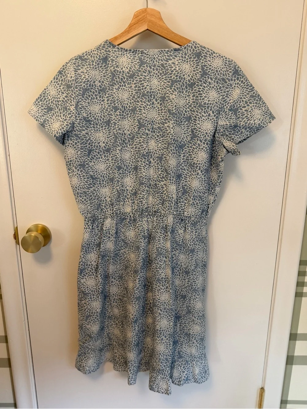 J. Crew Light Blue Floral Wrap-Style Midi Dress